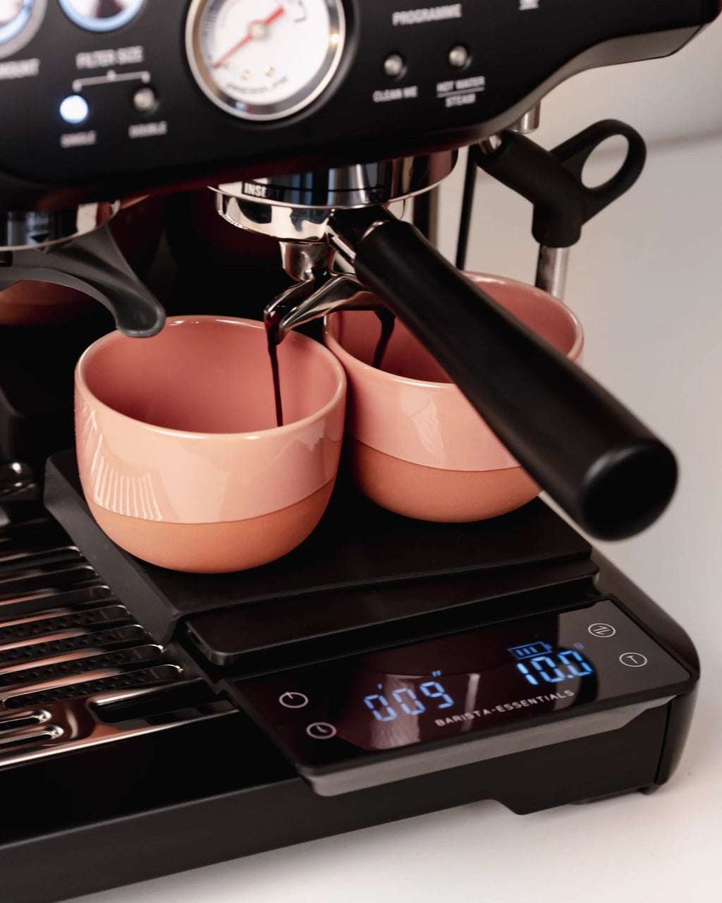 Weegschaal detail display – precisie 0.1g timer voor koffie brouwen