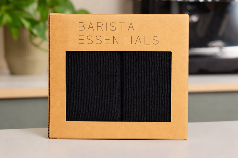 Barista doekje detail – absorberende microvezeldoek koffiebar barista